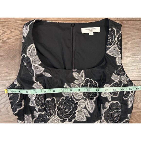 Prabal Gurung Dresse Black Silver Floral Jacquard Mini Dress 4 - Picture 4 of 14